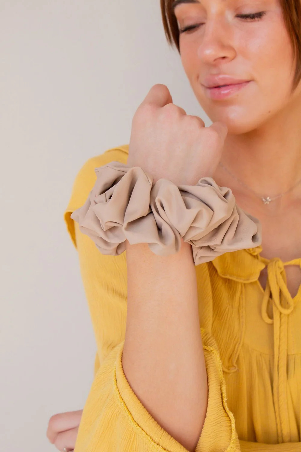 Tan Jumbo Athletic Scrunchie | Shop Andi