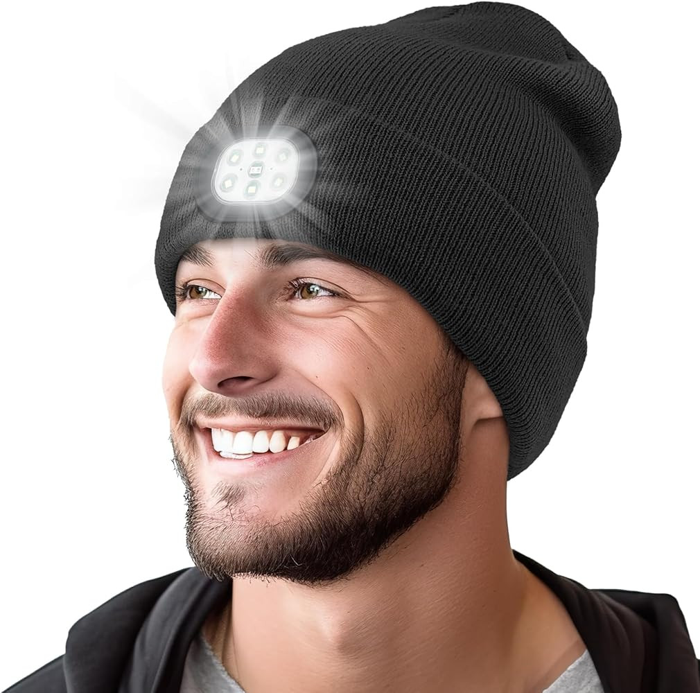 Beanie Hat with Light Rechargeable LED Cap Soft Acrylic Knitted Winter Skullcap Built-in Headlamp... | Amazon (US)