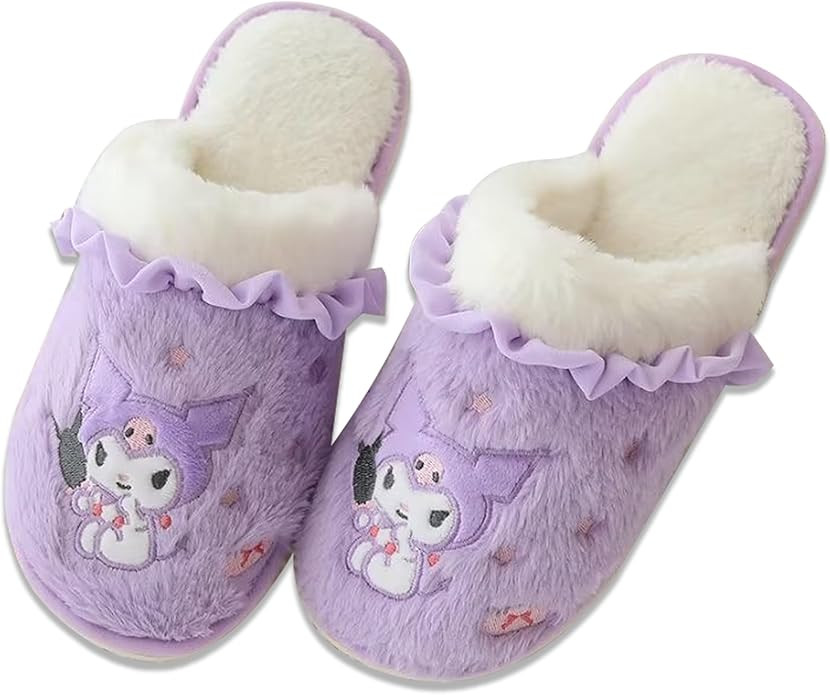 Roffatide Cartoon Cute Plush Open Back Floor Slippers Indoor Shoes Fuzzy Slippers with Rubber Sol... | Amazon (US)