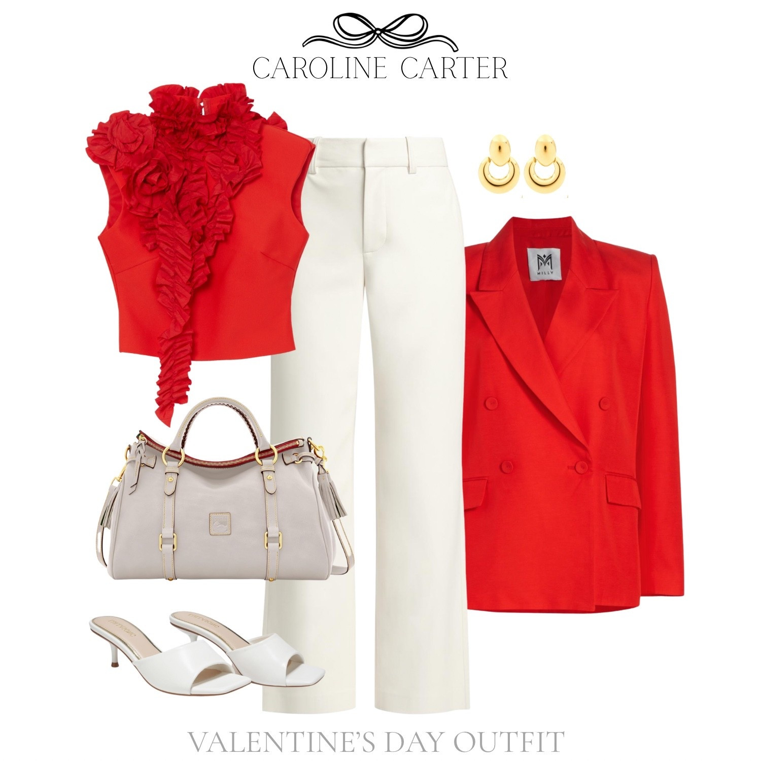 Classic Valentine’s look 🤍 Red ruffles, crisp white trousers, and a chic blazer | timeless with a romantic twist.

⸻

Valentine’s Day outfit, red blazer, red top, ruffle blouse, white trousers, white pants outfit, Valentine’s outfit ideas, classy Valentine look, date night outfit, work to dinner outfit, chic Valentine style, neutral handbag, white heels, elegant outfit, feminine style, classic fashion, grandmillennial style

#LTKootd #LTKSeasonal