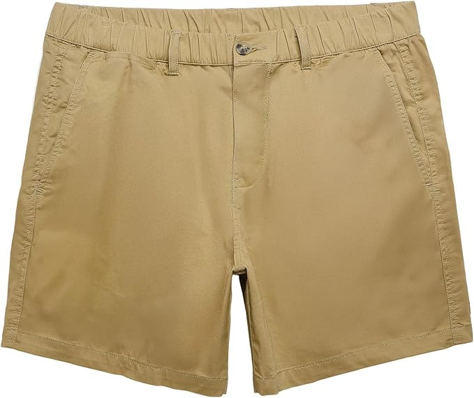 maamgic Men's Classic-fit 5.5" Cotton Casual Shorts Elastic Waistband with Multi-Pocket Daily Wea... | Amazon (US)