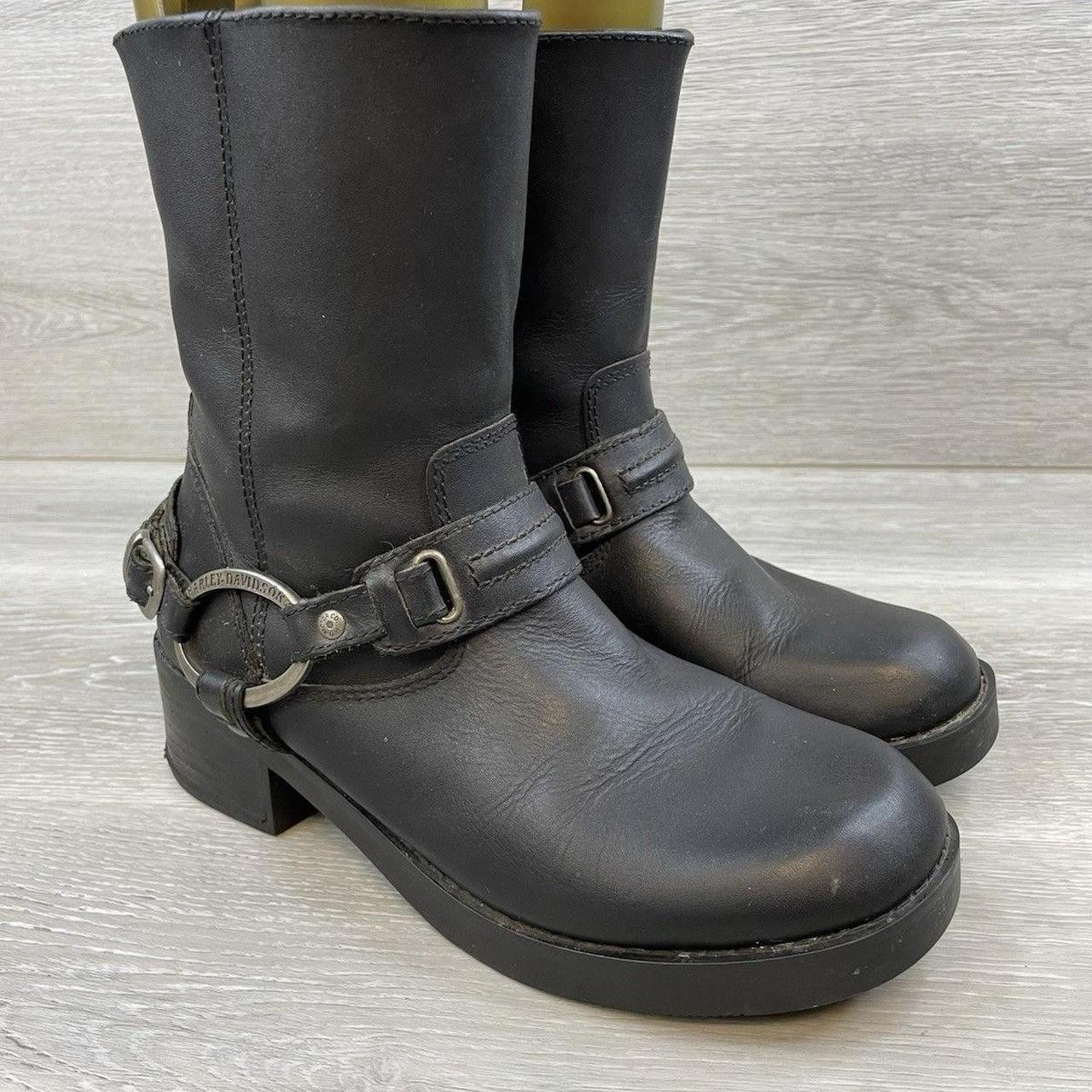 Harley Davidson Women's Biker Boots - Black - US 6.5 | Depop US