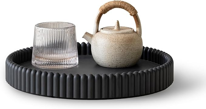 Coffee Table Tray, Home Decor Round Tray, Concrete Black Coffee Table Decor Trays, Serving Decora... | Amazon (US)