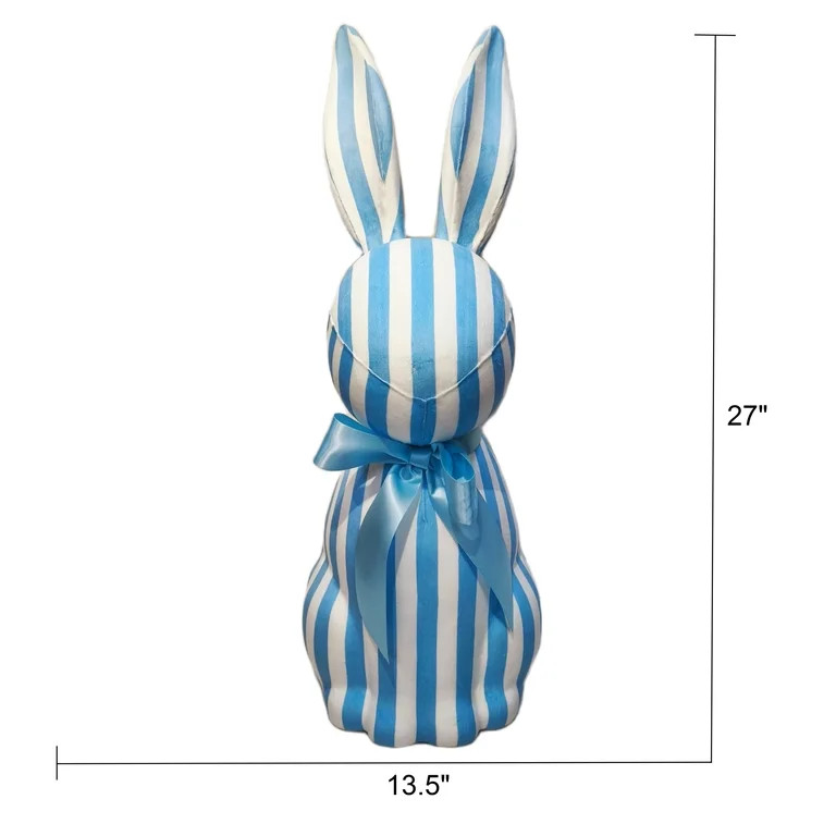 Striped Bunny Tabletop Decoration, Blue and White, 27", Easter by Way To Celebrate | Walmart (US)