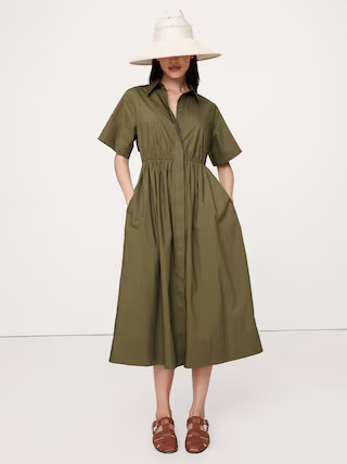 Cotton Poplin Open-Back Shirt Dress | Banana Republic (US)