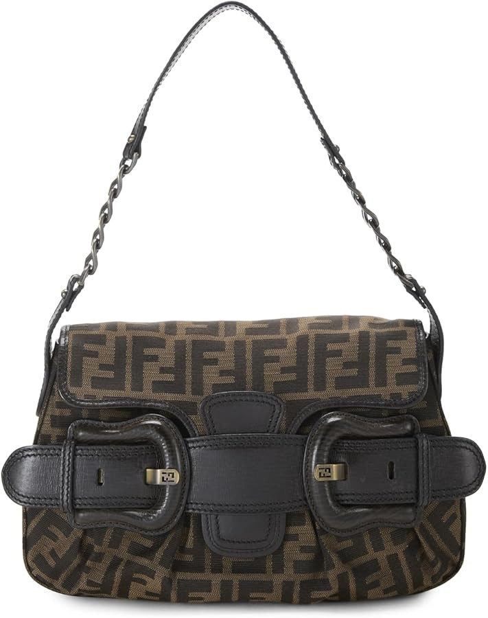 WHAT GOES AROUND COMES AROUND Women's Pre-Loved Fendi Brown Zucca B Bis Shoulder Bag | Amazon (US)