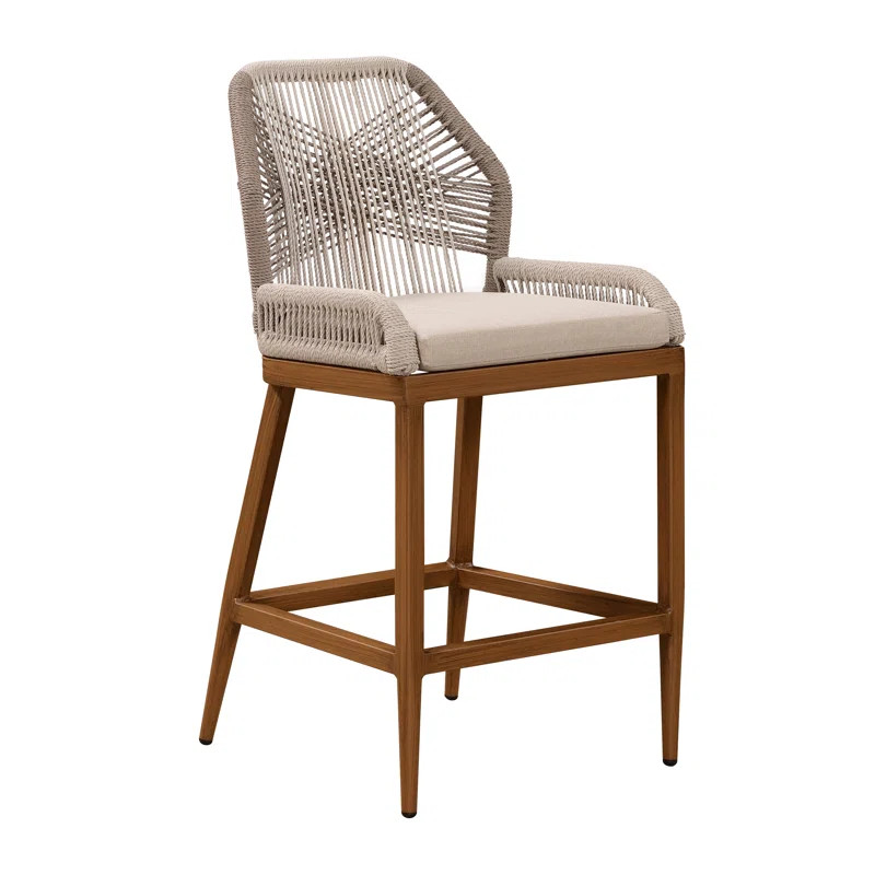 Lesley Metal Frame Patio Bar Stool with Cushion | Wayfair North America