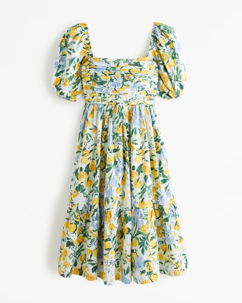 Emerson Poplin Puff Sleeve Midi Dress | Abercrombie & Fitch (US)