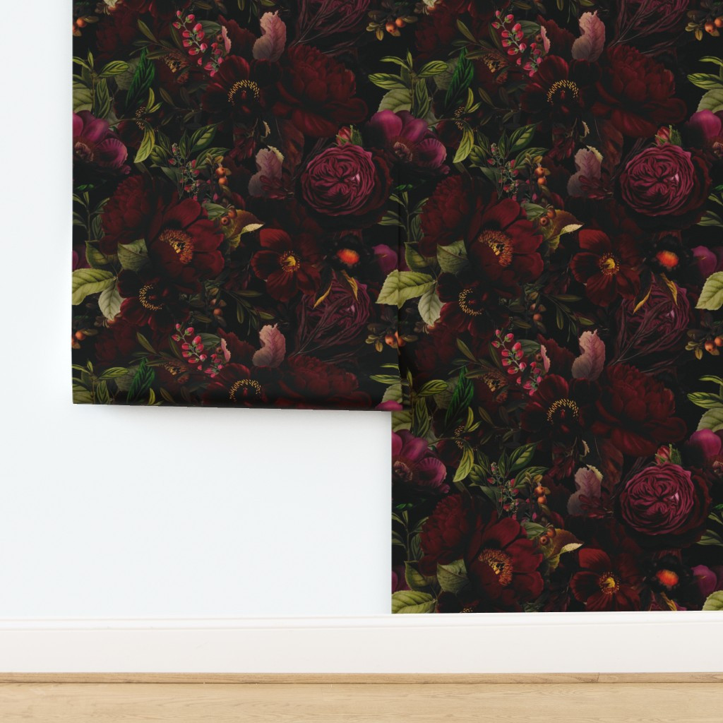 Grandmillennial Peonies Gothic Dramatic Heritage timeless Elegance Blooms Wallpaper | Spoonflower | Spoonflower