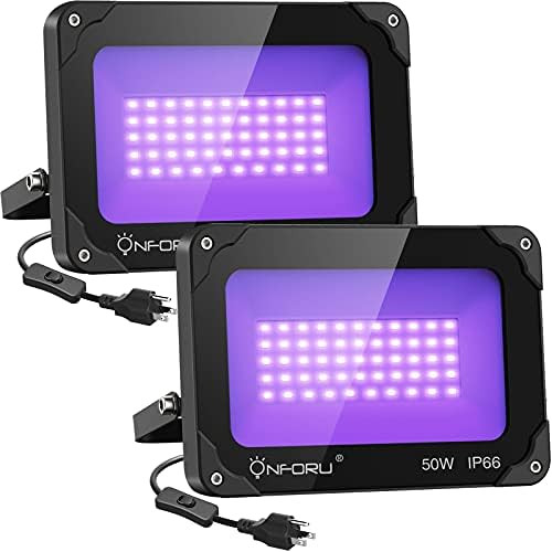 Onforu 2 Pack 50W LED Black Lights, Blacklight Flood Light with Plug, IP66 Waterproof Black Lights f | Amazon (US)