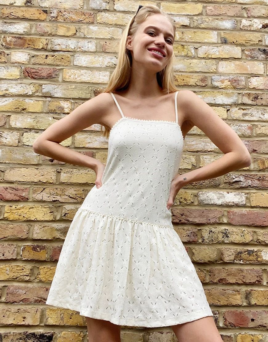 Bershka strappy sundress in white-Cream | ASOS (Global)