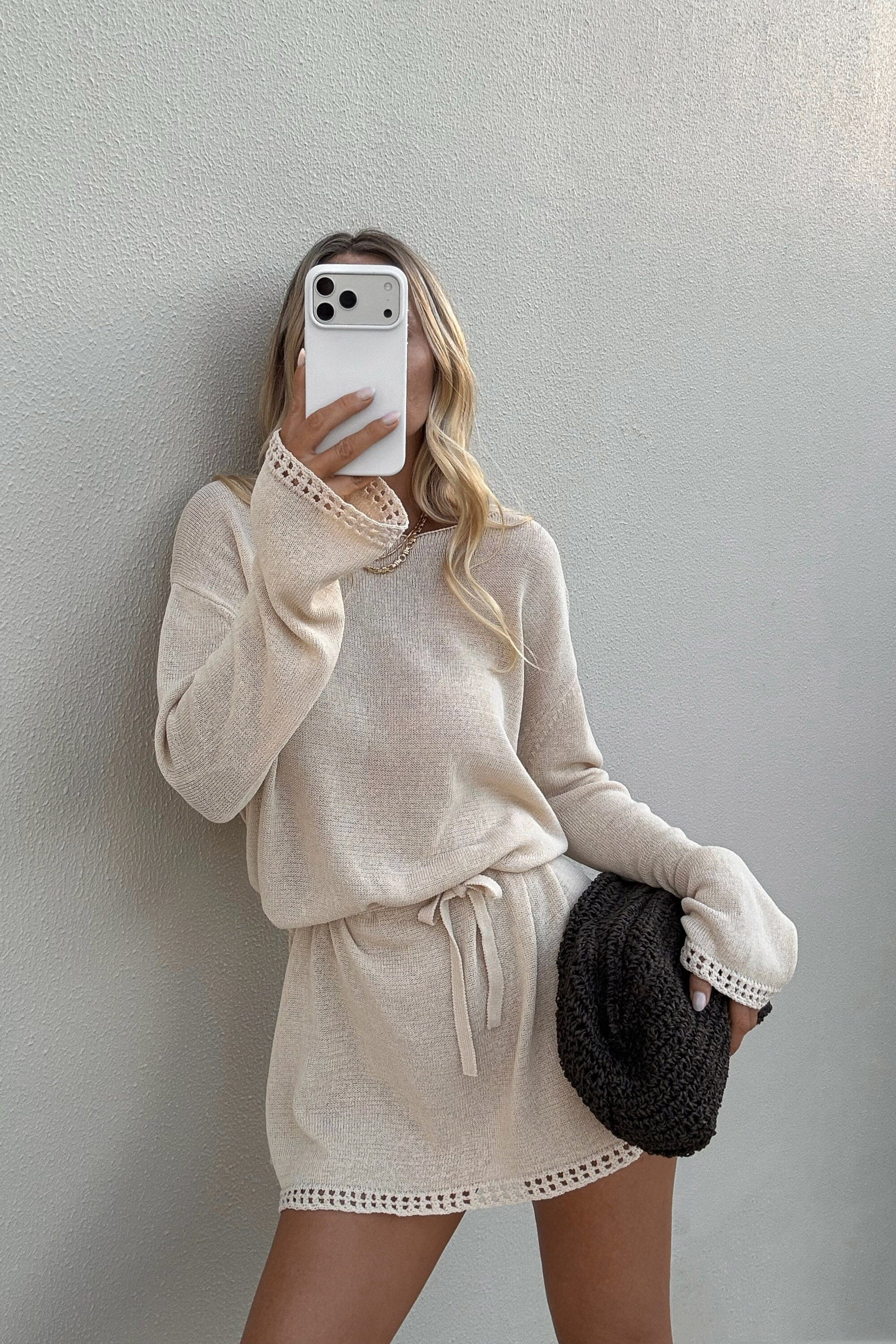 TARI NATURAL KNIT LS MINI DRESS | DISSH