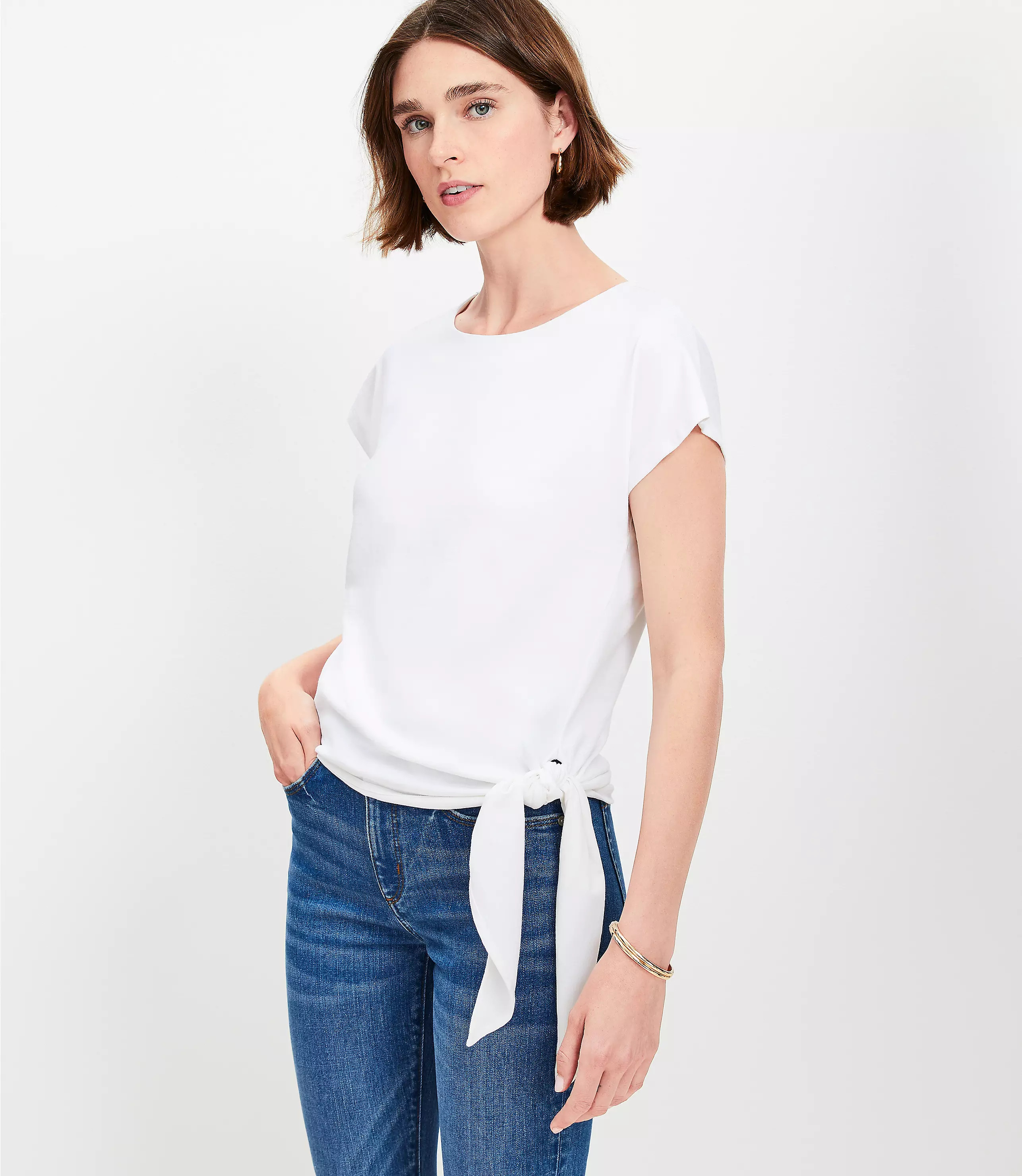 Adjustable Tie Waist Tee | LOFT