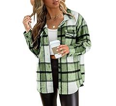 AUTOMET Womens Casual Plaid Shacket Button Down Long Sleeve Shirt | Amazon (US)