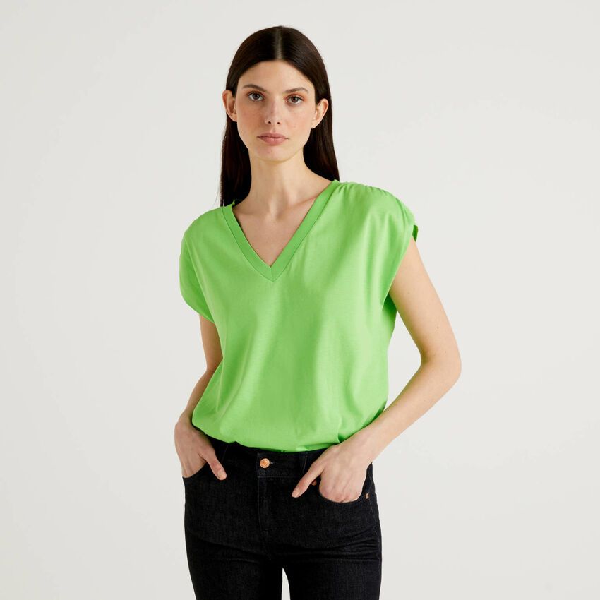 Short sleeve t-shirt in 100% cotton - Light Green | Benetton | Benetton (EU)