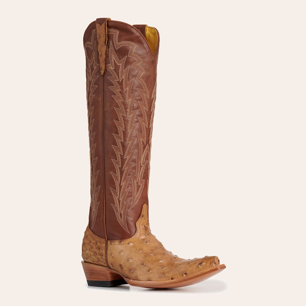 JRC & Sons Women's Jacqueline Saddle Tan Full Quill Ostrich Snip Toe Tall Cowboy Boots | Cavender's