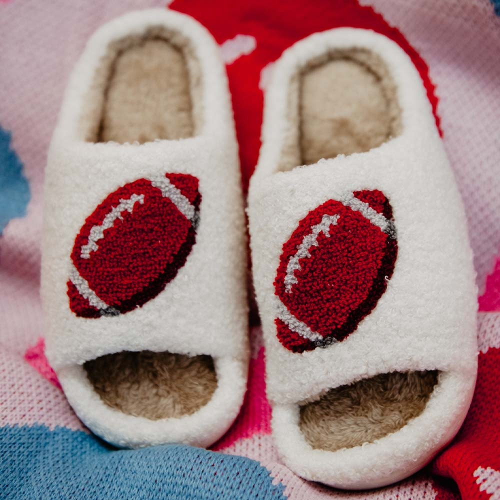 Football Fuzzy Open Toed Slippers | Katydid.com