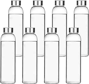 Encheng Glass Water/ Beverage Bottles with Leakproof Stainless Steel Cap, Reusable to Go Travel J... | Amazon (US)