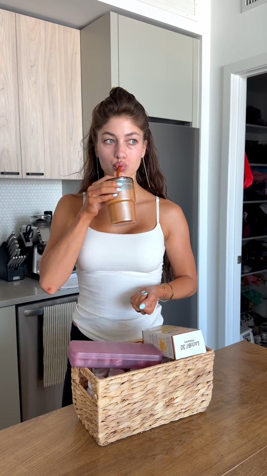 Morning coffee + my daily probiotic with preserved freshness ✨ use code HALEY25 from @iHerb #iHerb #ad 