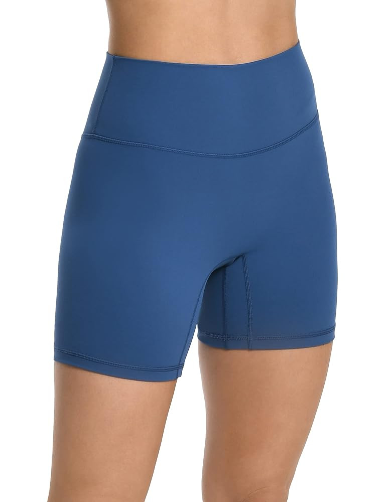 YUNOGA Women's High Waist Athletic Shorts 6" Inseam Yoga Shorts No Front Seam Workout Running Bik... | Amazon (US)