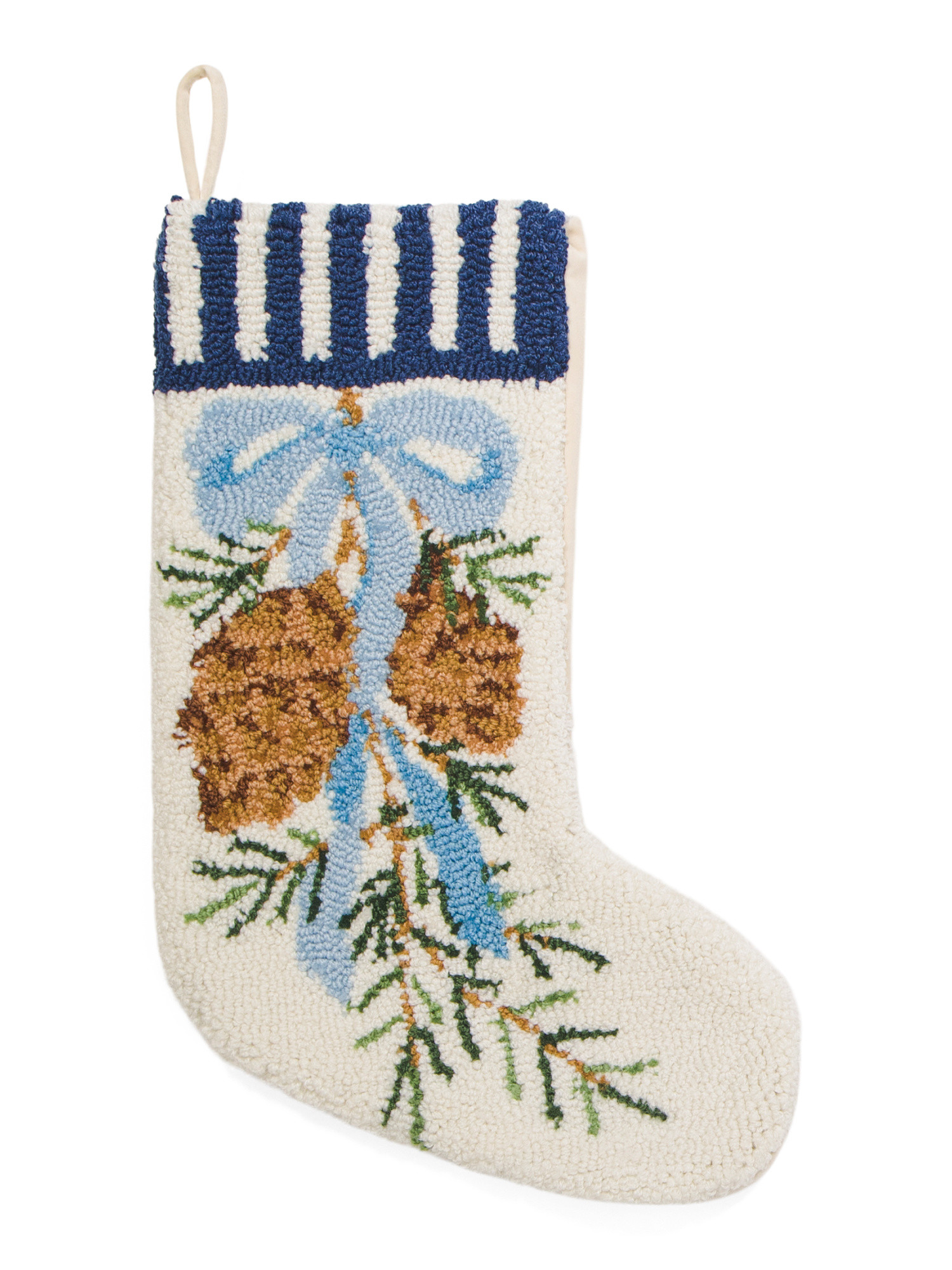 12x20 Preppy Pinecone Hooked Stocking | TJ Maxx