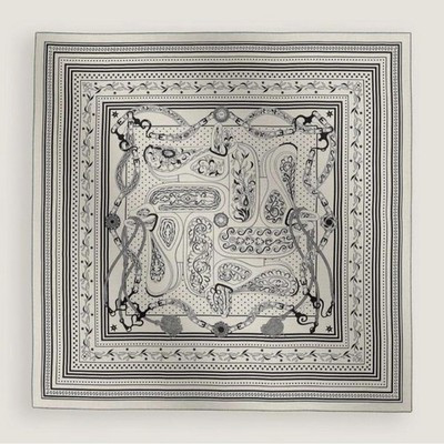 Hermes Cashsil Festival des Amazones Bandana 140 White Black 55.1 in New Unused | eBay US