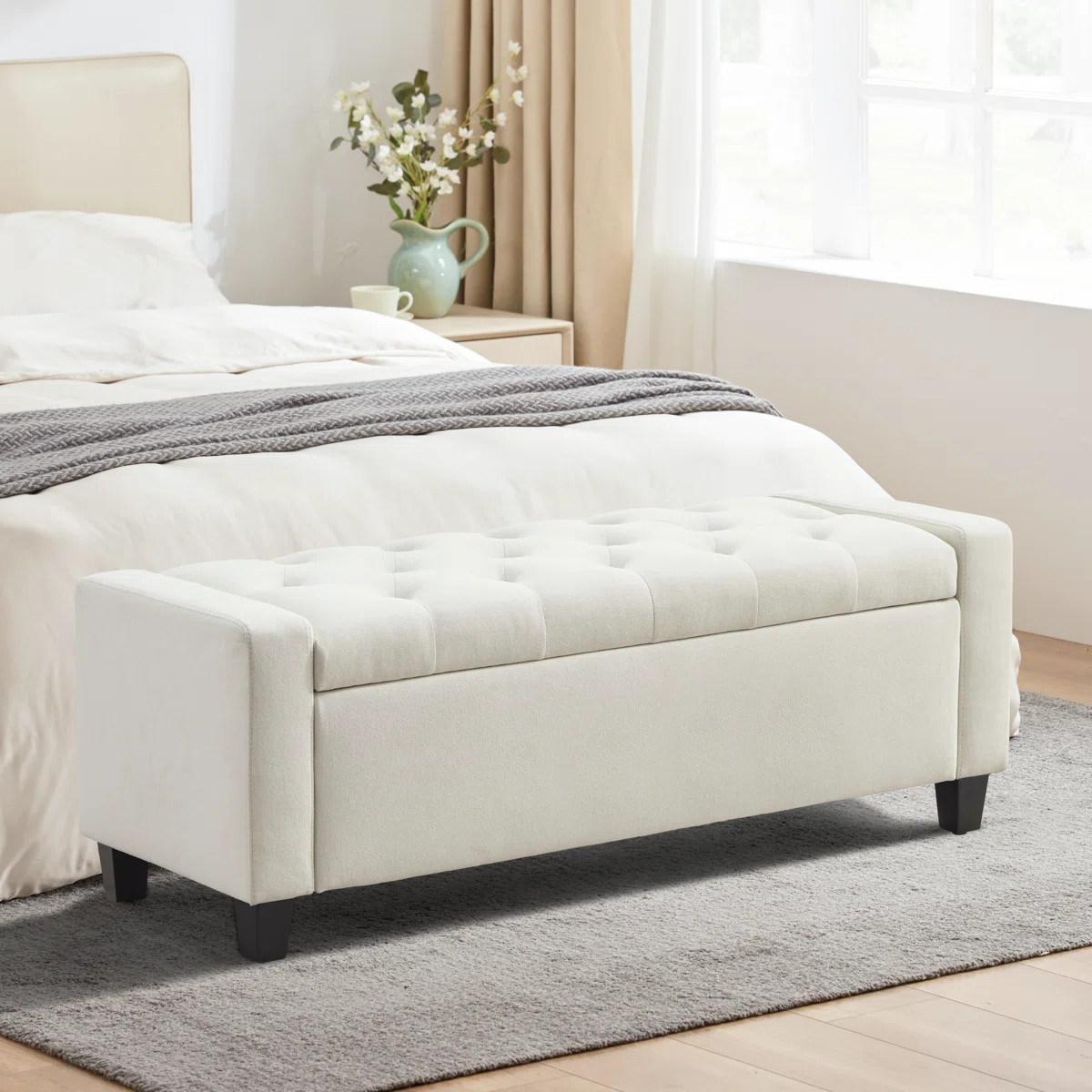 48.8" W Polyester Upholstered Storage Bench | Wayfair North America