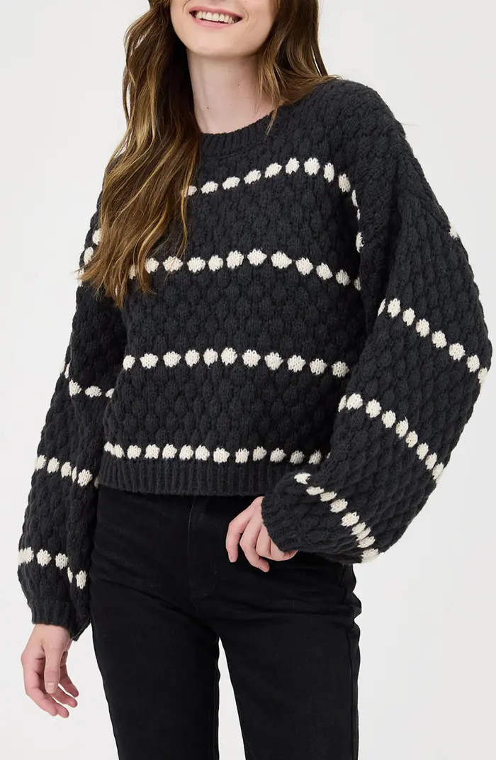 Stripe Balloon Sleeve Crop Sweater | Nordstrom Rack