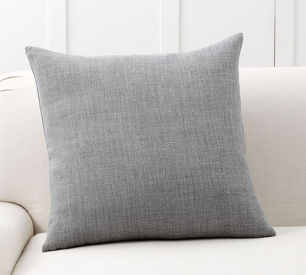 Belgian Flax Linen Pillow Cover, 24 x 24"", Shale | Pottery Barn (US)