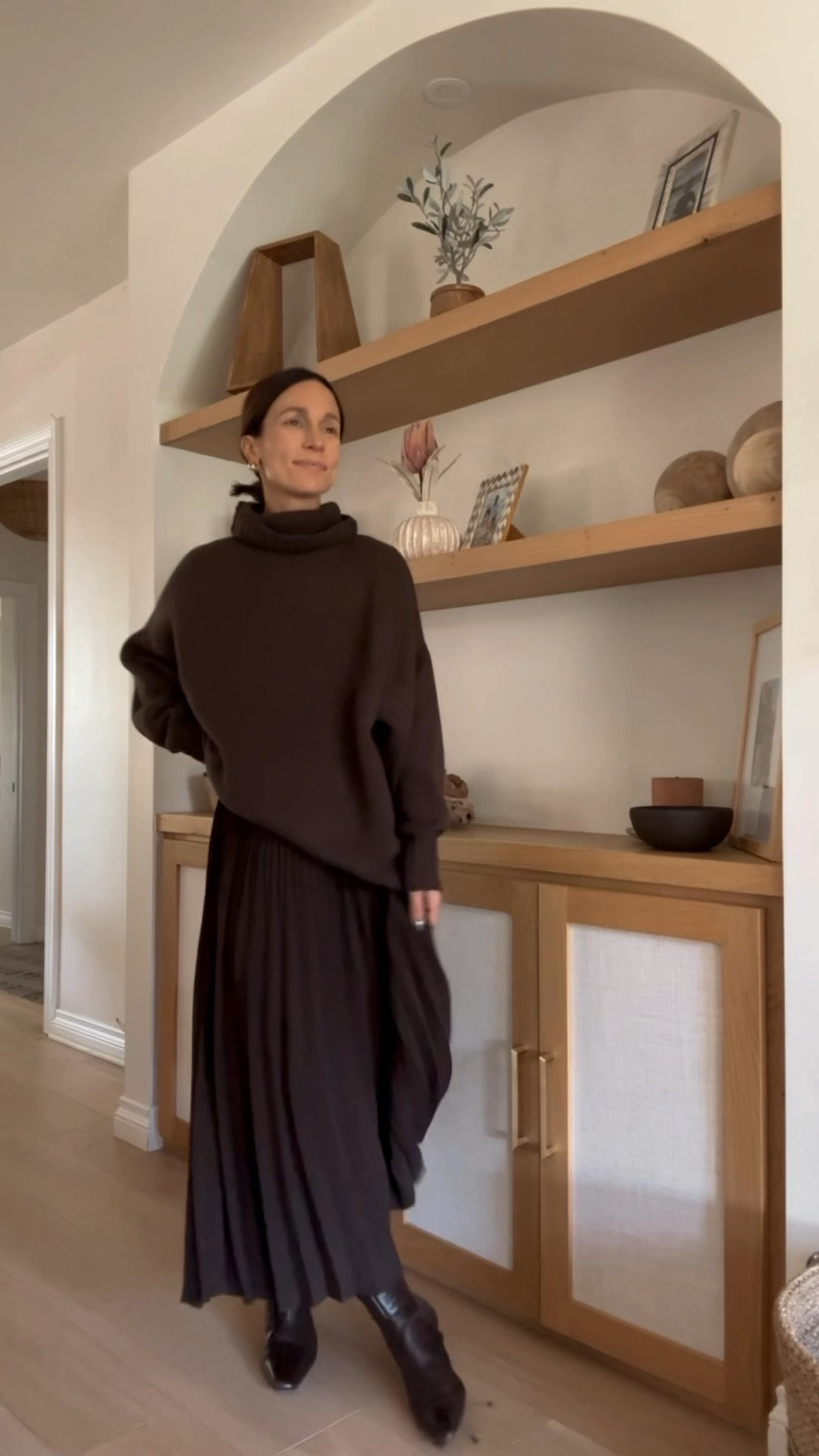 Brown tonal look for fall
Skirt and sweater are 20% off through 10/16 
True to size 
Boots I’m wearing a 7 and I’m typically a 6.5

#LTKOver40