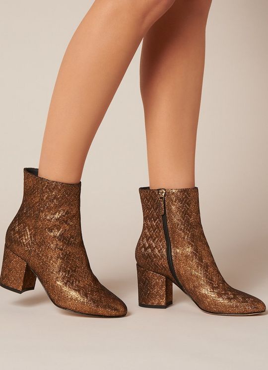 Jourdan Gold Leather Ankle Boots | L.K. Bennett (UK)