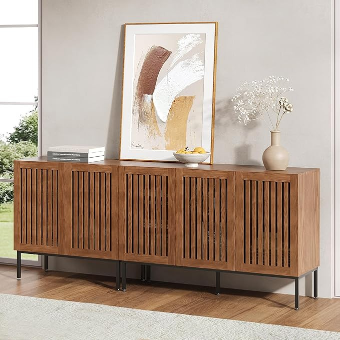 Farmhouse Sideboard Buffet Cabinet with 5 Barn Doors, 79-inch Wide Storage Cabinet with Adjustabl... | Amazon (US)