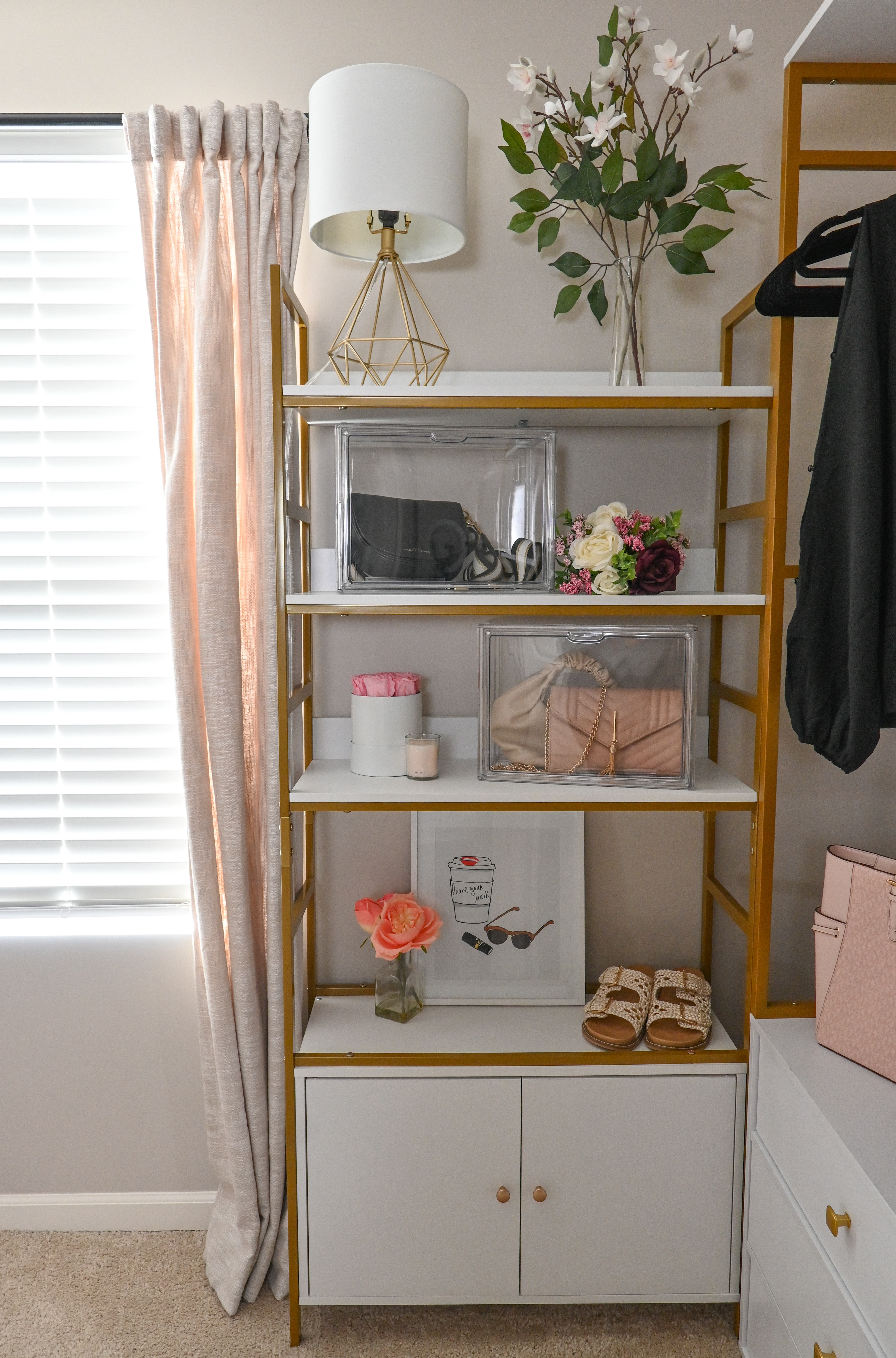 Glam room / closet room / closet office shelf styling. Don’t forget the display cases for your most precious handbags!

#LTKHome