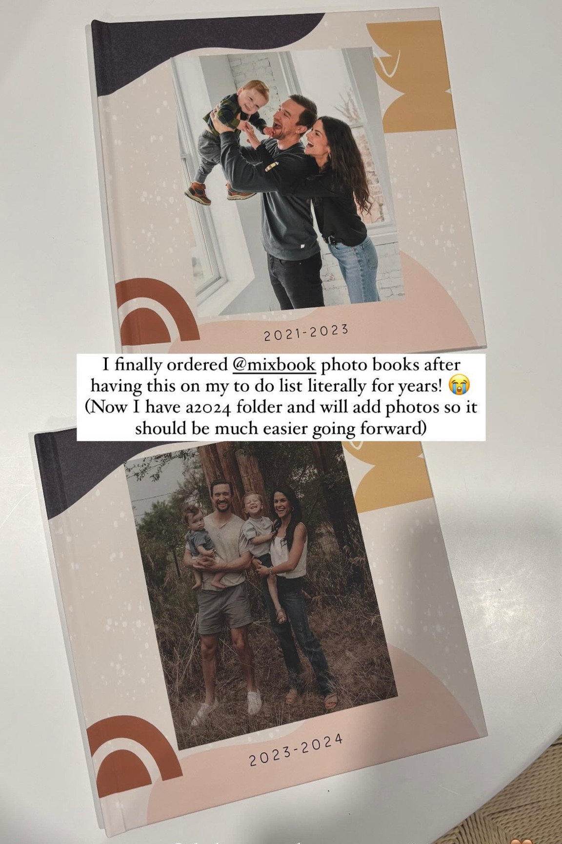 I order these every year with all our photos! We use “abstract year in review” from Mixbook (there’s always coupons)