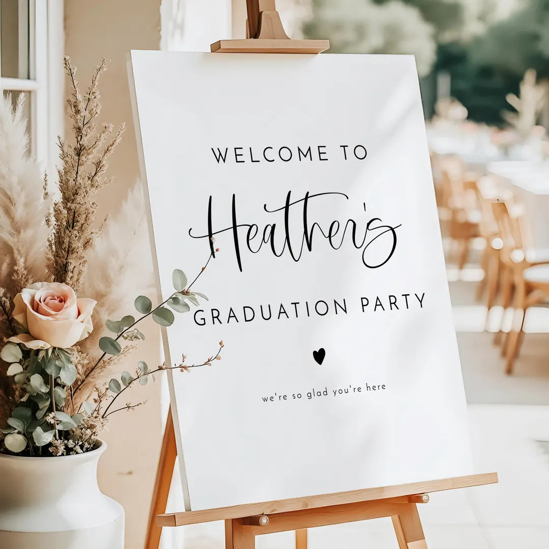PRINTED + SHIPPED Graduation Welcome Sign, Modern Graduation Party Welcome Poster, Minimalist Gra... | Etsy (US)