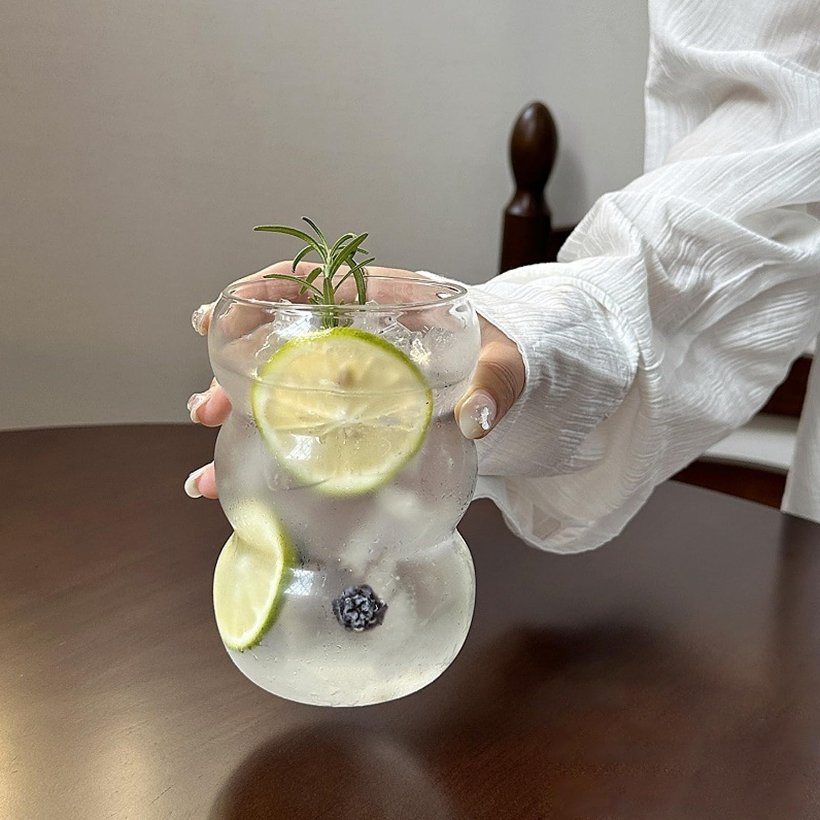 Ribbed Glassware - Wave Bubble & Aesthetic Ripple Glass Tumbler for Iced Coffee, Juice, Milk Tea,... | Amazon (US)