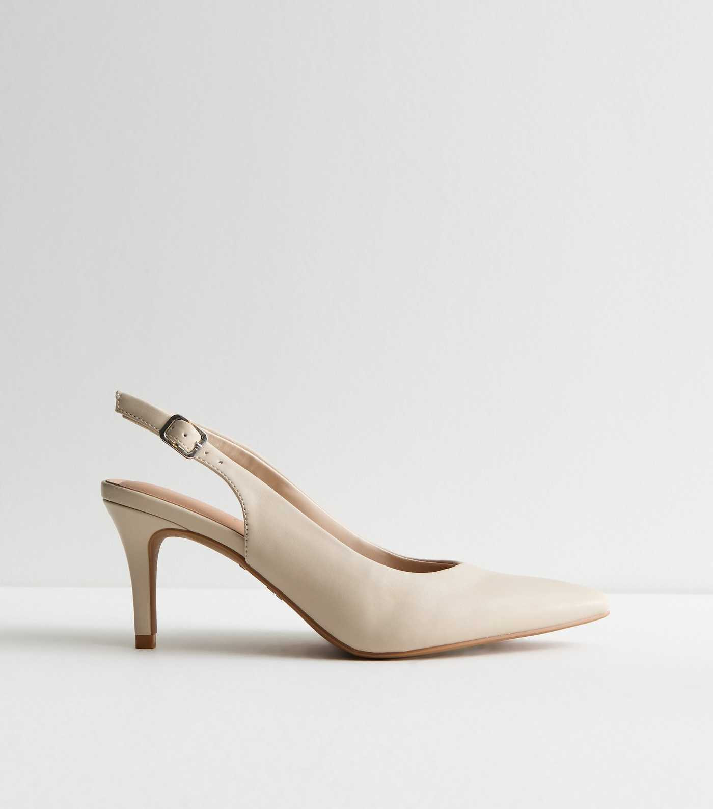 Cream Pointed Slingback Stiletto Heel Court Shoes  | New Look | New Look (UK)