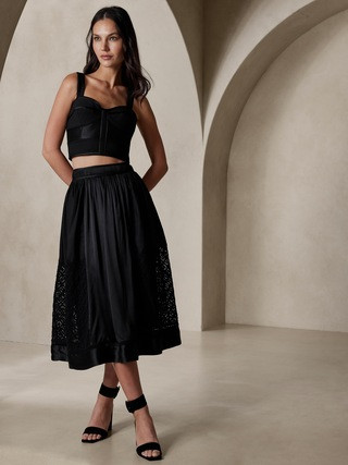 Clover Mixed Media Skirt | Banana Republic (US)