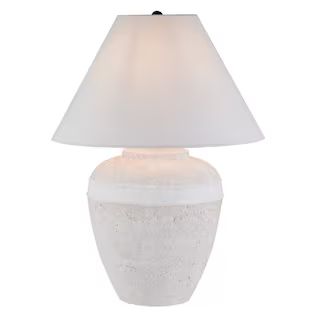 Chiara 22.5 in. White Ceramic Table Lamp with Fabric Shade | The Home Depot