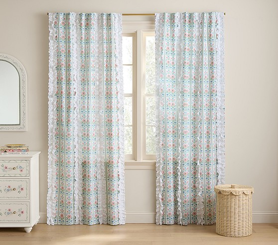 Hill House Home Floral Stripe Curtain | Pottery Barn Kids