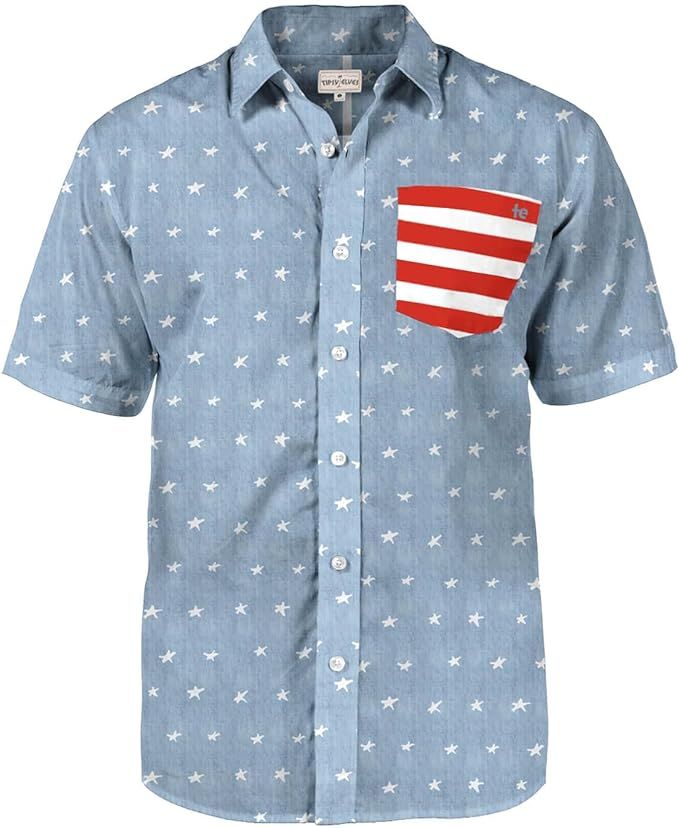 Tipsy Elves Patriotic Shirts for Men - USA Short Sleeve Button Up American Flag Shirts for Men fo... | Amazon (US)