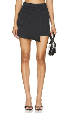 RTA Dalilah Denim Skirt in Denim Charcoal from Revolve.com | Revolve Clothing (Global)