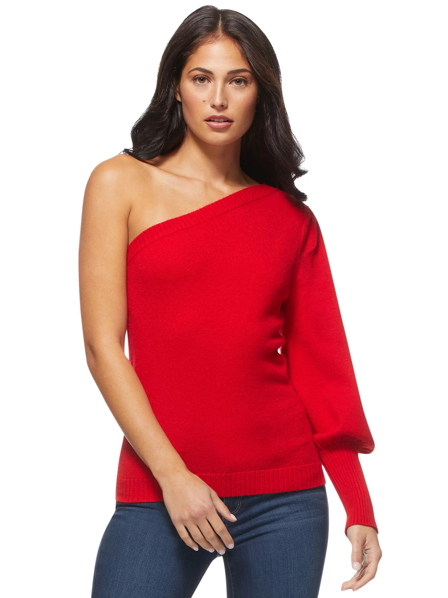 Sofia Jeans by Sofia Vergara Women's One-Shoulder Sweater | Walmart (US)
