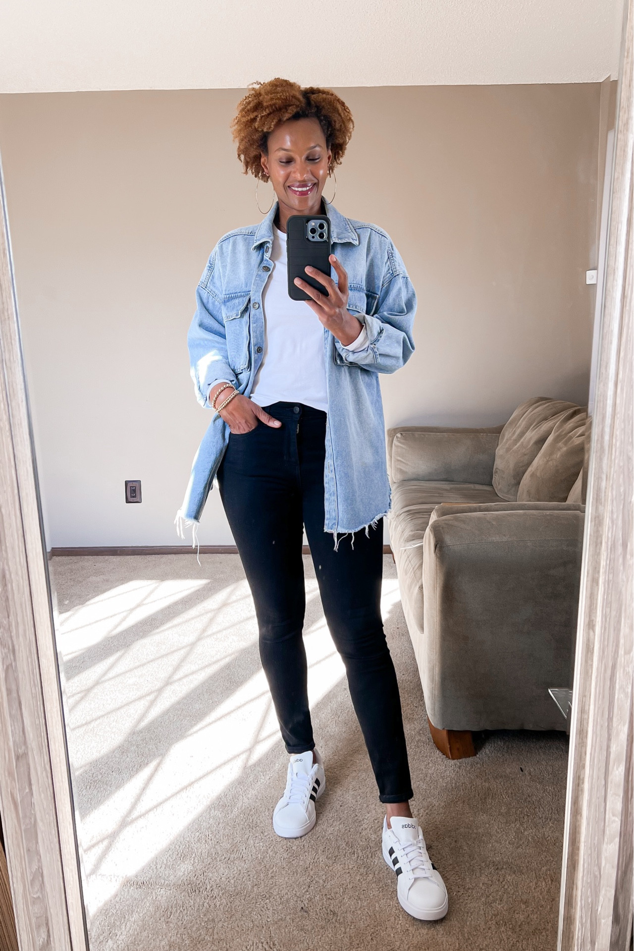 A denim shacket is still one of my favorite pieces in my closet for layering all those fall and winter outfits .

#LTKover40 #LTKSeasonal #LTKstyletip