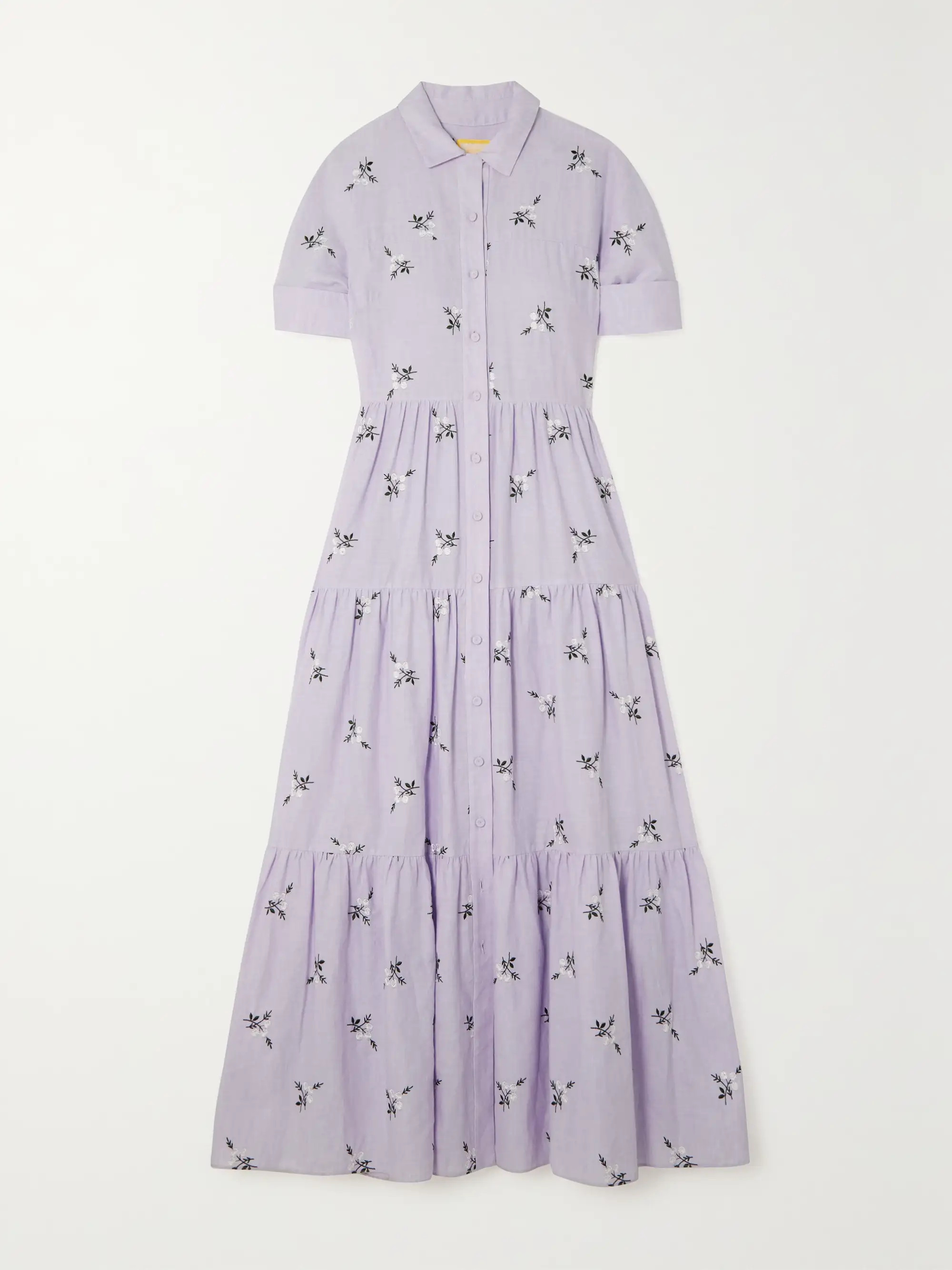 Helena tiered embroidered cotton and linen-blend maxi dress | NET-A-PORTER (US)