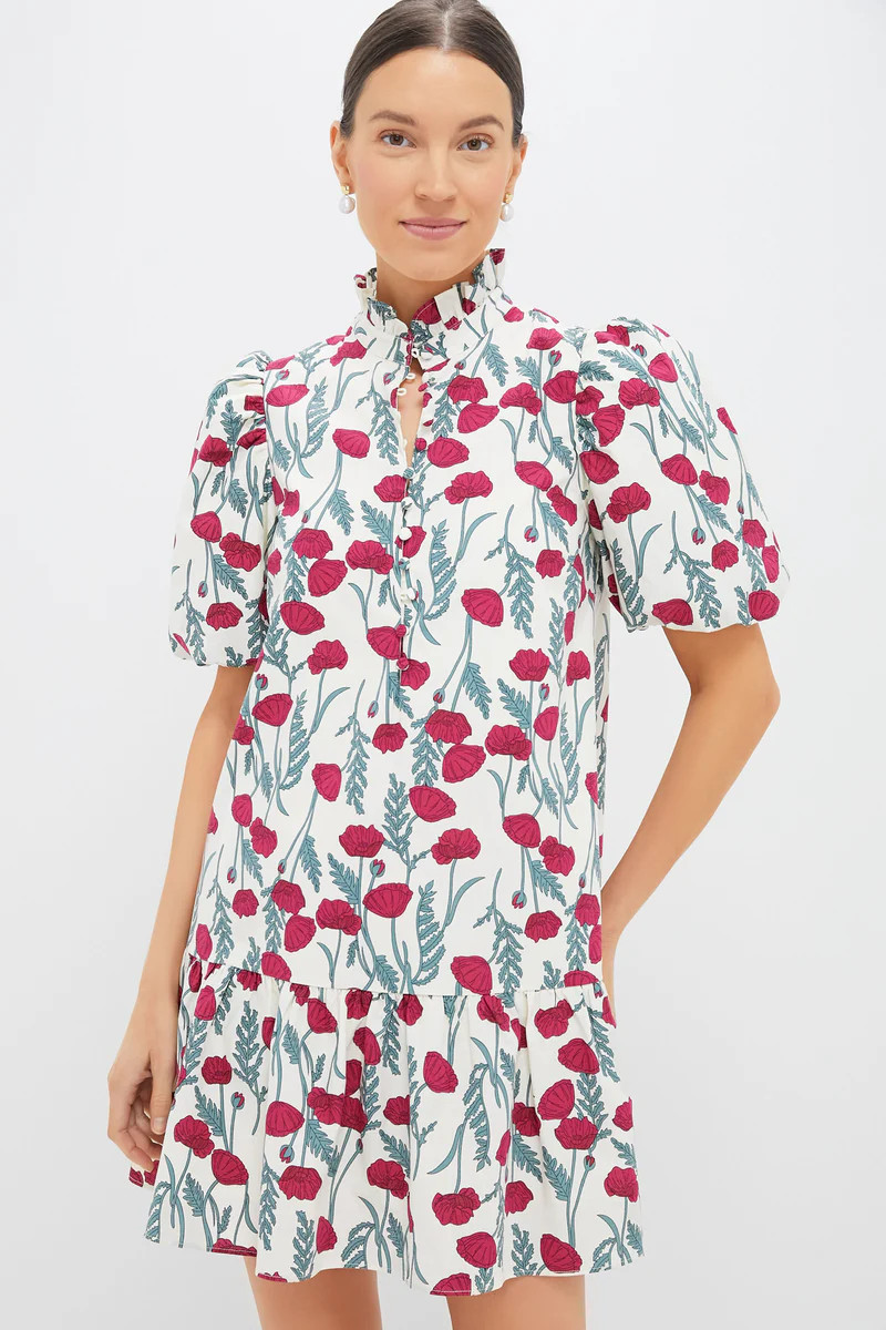 Red Amaryllis Floral Mimsy Mini Dress | Tuckernuck (US)