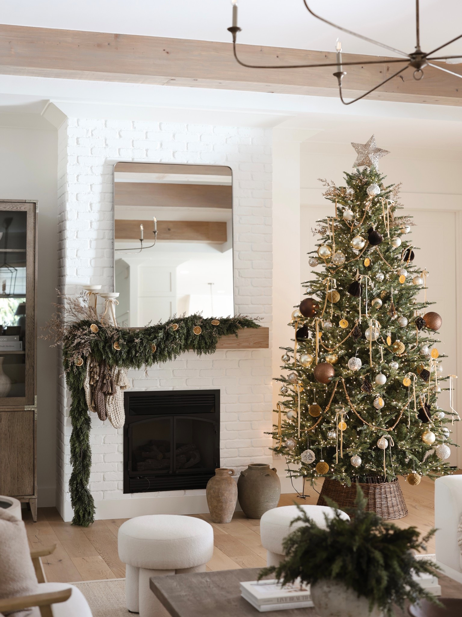 Christmas neutral living room decor! 

#LTKFindsUnder100 #LTKHoliday #LTKHome