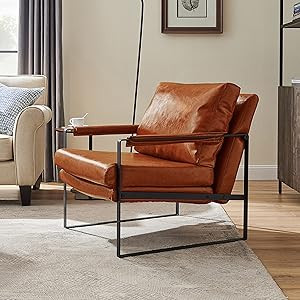 Volans Modern Faux Leather Accent Chair with Black Powder Coated Metal Frame, Single Sofa for Liv... | Amazon (US)