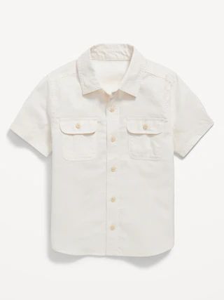 Short-Sleeve Linen-Blend Utility Pocket Shirt for Toddler Boys | Old Navy (CA)