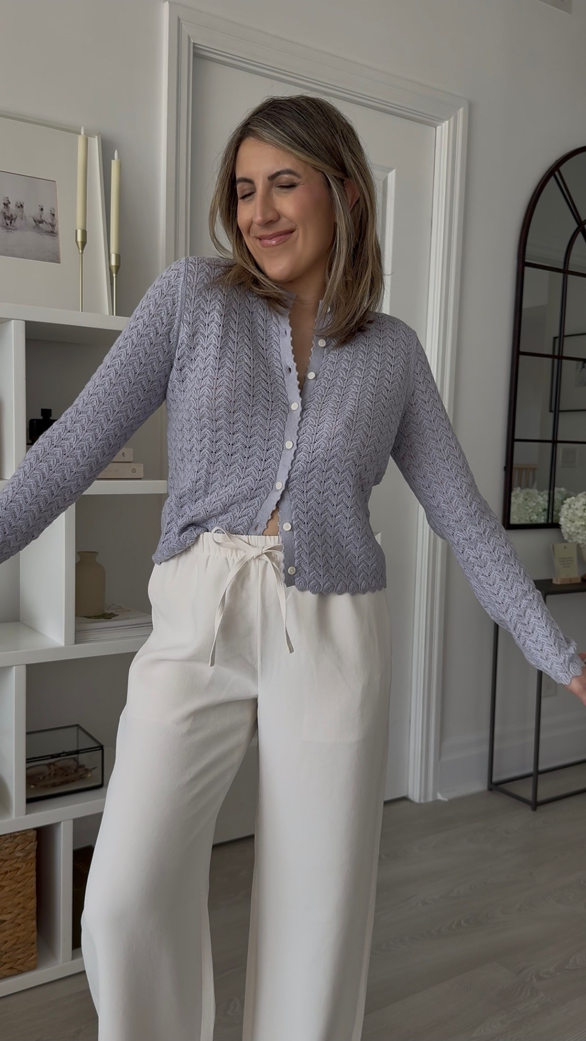 Aritzia spring order: cotton cardigan, white lodge pants, denim forum curve fit jeans and Villa pink striped long sleeve tee 💫

#LTKSpringSale #LTKootd